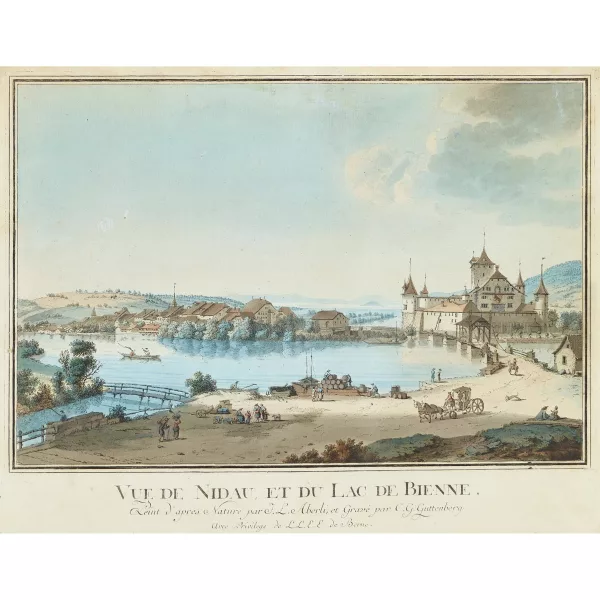 Johann Ludwig Aberli — "Vue de Nidau, et du Lac de Bienne".