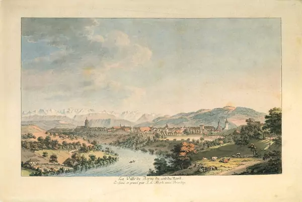 Johann Ludwig Aberli — La Ville de Berne du Coté du Nord/Dessiné et gravé par J. L. Aberli avec Privilège — Galerie Kornfeld