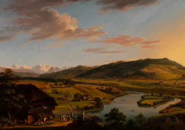 Aussicht von der Bundesterrasse in Bern gegen Marzili und Gurten