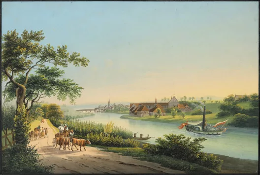 Johann Ludwig Bleuler — Vue de la ville de Diessenhofen et du Couvent de St. Catharinathal
