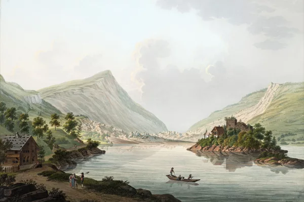 Johann Ludwig Bleuler — «L'île de Schwanau sur Le lac de Lauerz au pied du Rigi»