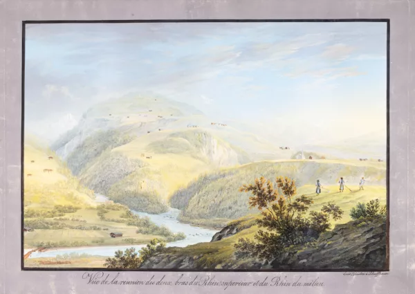 Johann Ludwig Bleuler — Vue de la réunion des deux bras du Rhin superieur et du Rhin du milieu