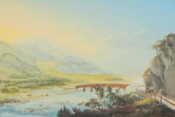 Johann Ludwig Bleuler — Vue du château d'Ortenstein et l'Entrée dans la vallée de Domletschg