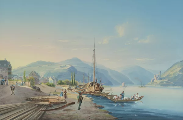 Johann Ludwig Bleuler — Vûe de Bingen vers la tour des souris, chez Louis Bleuler à Schafhouse en Suisse, No