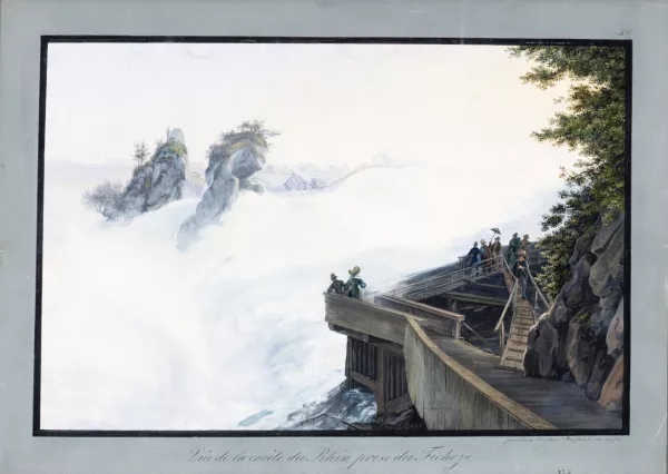 Johann Ludwig Bleuler — vue de la chute du Rhin prise du Fichetze