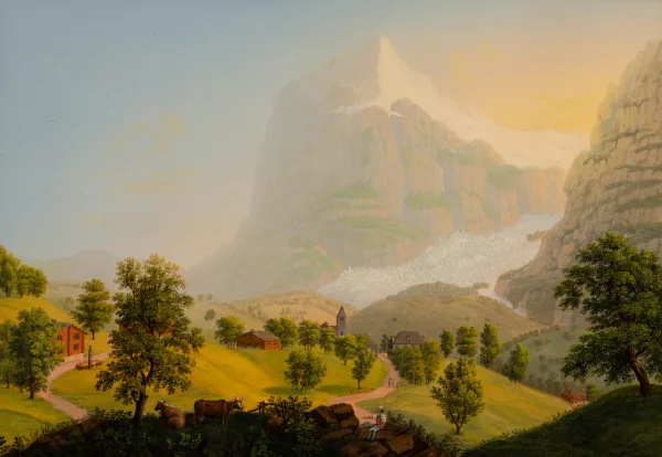 Johann Ludwig Bleuler — Vue du village et du glacier de Grindelwald