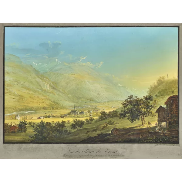 Johann Ludwig Bleuler — "Vue du village de Trons historique au sujet de la conféderation du Cant. des Grisons".