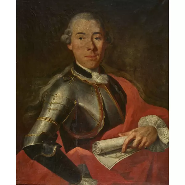Brustbildnis von Johann Nikodem von Flüe (1734-1823) im Harnisch