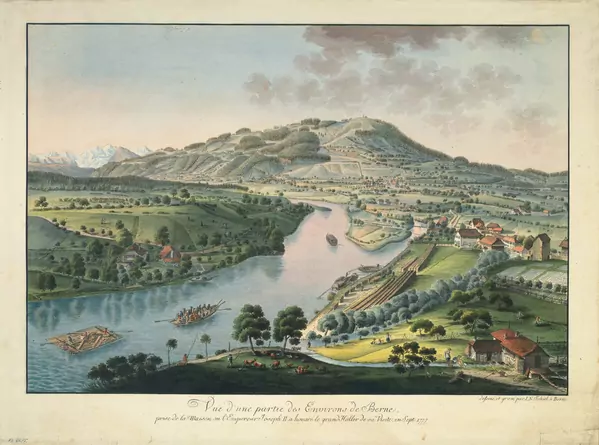 Johann Niklaus Schiel — Vue d’une partie des Environs de Berne/ prise de la Maison ou l’Empereur Joseph II a honoré le grand Haller de sa visite en Sept. 1777 — Galerie Kornfeld