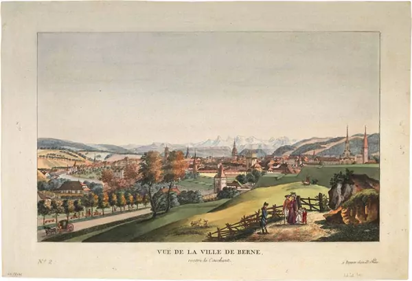 Johann Niklaus Schiel — Vue de la Ville de Berne/contre le Couchant — Galerie Kornfeld