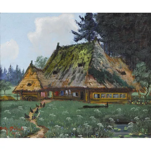 Johann OTHMAR DÖBELI — Strohdachhaus am Waldrand.