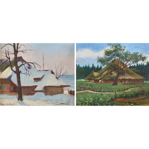 Johann OTHMAR DÖBELI — Reetdachhaus im Winter und Sommer. Gegenstücke.