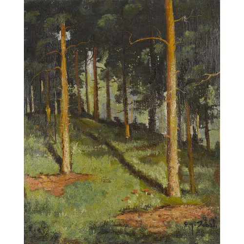 Johann OTHMAR DÖBELI — Sonnige Waldpartie am Hang.