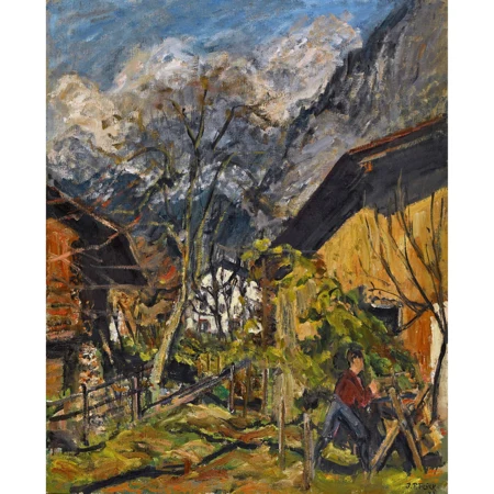 Herbstliche Berner Berglandschaft mit Dorf