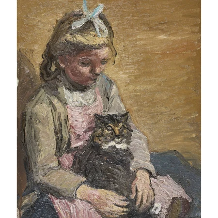 Sitzendes Mädchen mit Katze