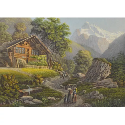 Johann Peter Lamy — "Vue sur le Wetterhorn dans la Vallée de Grindelwald, Canton de Berne".