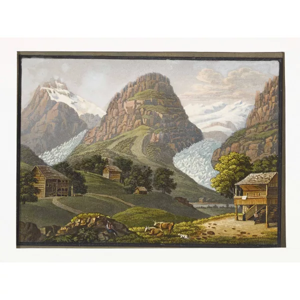 Johann Peter Lamy — "Vue des glaciers superieurs et inferieurs du Grindelwald Canton de Berne".