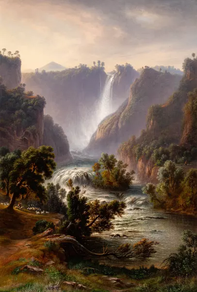 Die Wasserfälle bei Tivoli mit Staffage. 1871