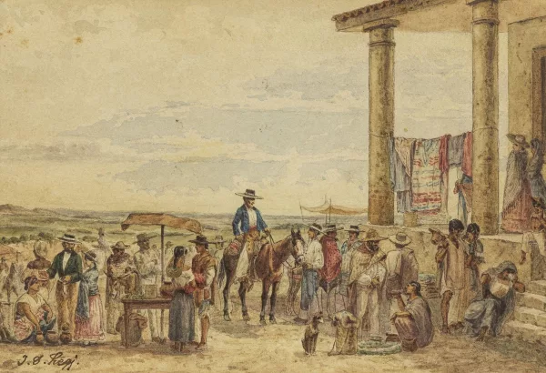 Johann Salomon Hegi — Scène de marché en Amérique du Sud