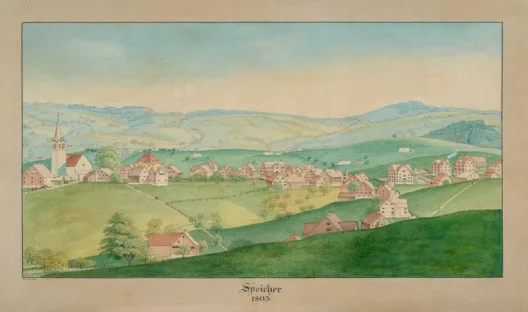 Johann Ulrich Fitzi — Speicher 1803, Ansicht von Nordwesten.