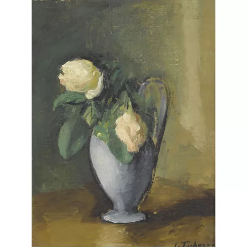 Johann von Tscharner — Weisse Rosen in einer Vase.