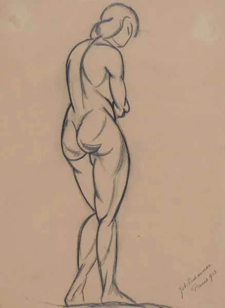 Johann von Tscharner — Stehender weiblicher Rückenakt, 1913