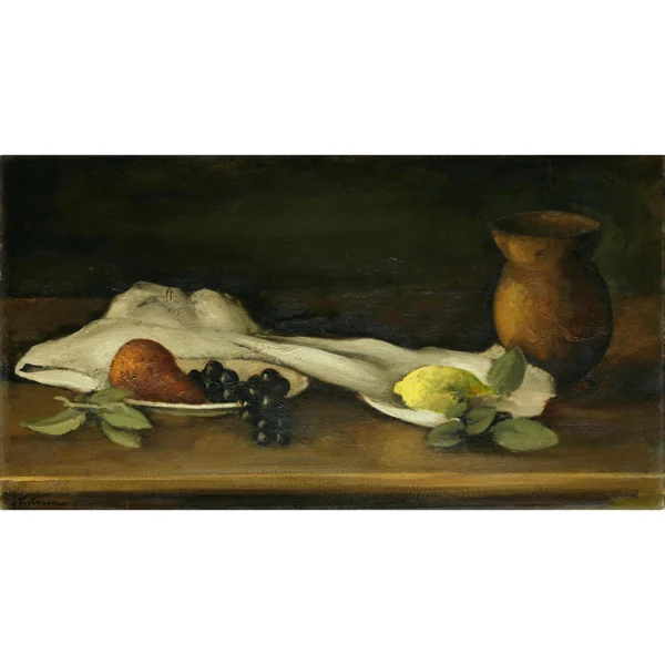 Johann von Tscharner — STILLLEBEN MIT FRÜCHTEN, KRUG UND WEISSEM TUCH STILL LIFE WITH FRUIT, JAR AND WHITE CLOTH
