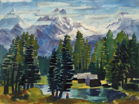 Valbella, Blick Richtung Rothorn. 1933.