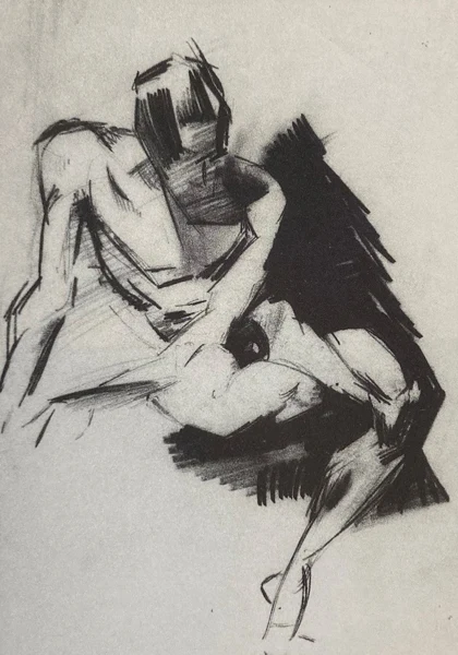 Johannes Itten — Sitzender männlicher Akt, um 1919