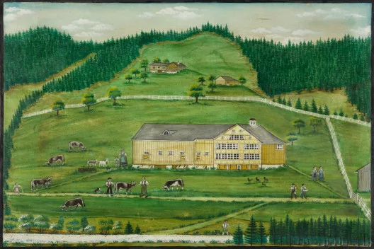 Johannes Müller — Bauernhof mit Personen und Kühen