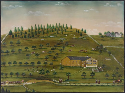 Johannes Müller — Bauernhof mit Alpaufzug