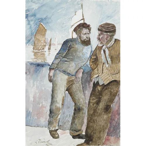 Johannes Robert Schürch — Zwei Fischer am Hafen.