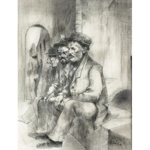 Johannes Robert Schürch — "Sitzende Männer in Florenz".
