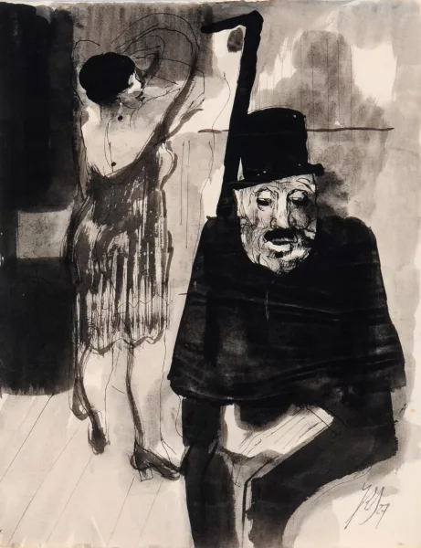 Johannes Robert Schürch — Prostituierte und Freier mit Zylinder, 1927