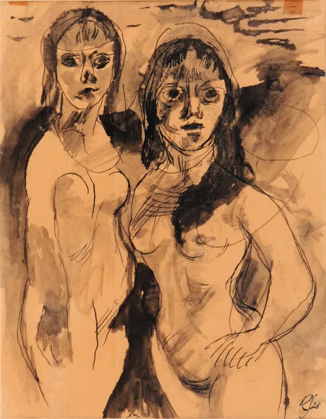 Johannes Robert Schürch — Zwei stehende Frauenakte, 1928