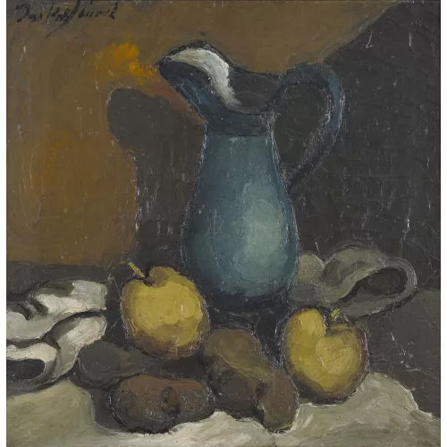 Johannes Robert Schürch — Stillleben mit Kanne und Obst.