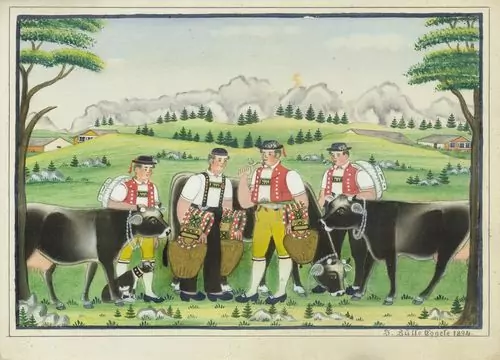 JOHANNES ZÜLLE — Appenzeller mit Kühen. 1894. — Koller Auktionen
