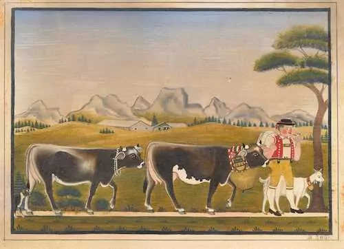 JOHANNES ZÜLLE — Descent from the mountains with livestock. 1880. — Koller Auktionen