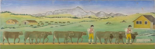 Johannes Zülle — Alpfahrt vor Berglandschaft