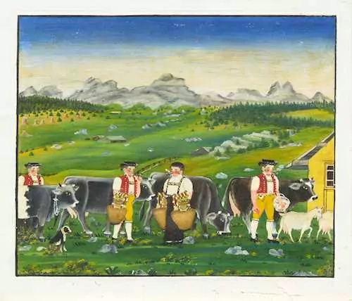 JOHANNES ZÜLLE — Four herders. Circa 1870. — Koller Auktionen