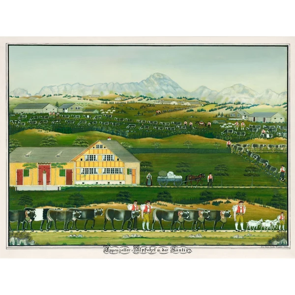 Johannes Zülle — APPENZELLER ALPFAHRT UND DER SÄNTIS, 1905 APPENZELLER CATTLE LIFT AND THE SÄNTIS, 1905