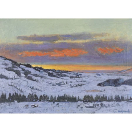 Winterliche Juralandschaft im Abendrot