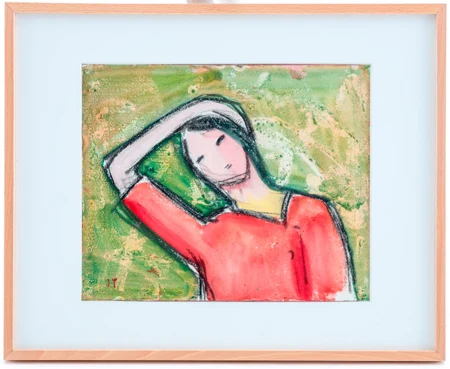Femme au pull rouge