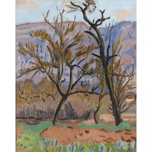 "Arbres en automne devant le Salève"
