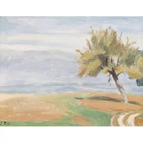 Feldlandschaft mit einem Baum
