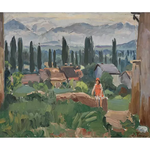 Landschaft mit einem Mädchen