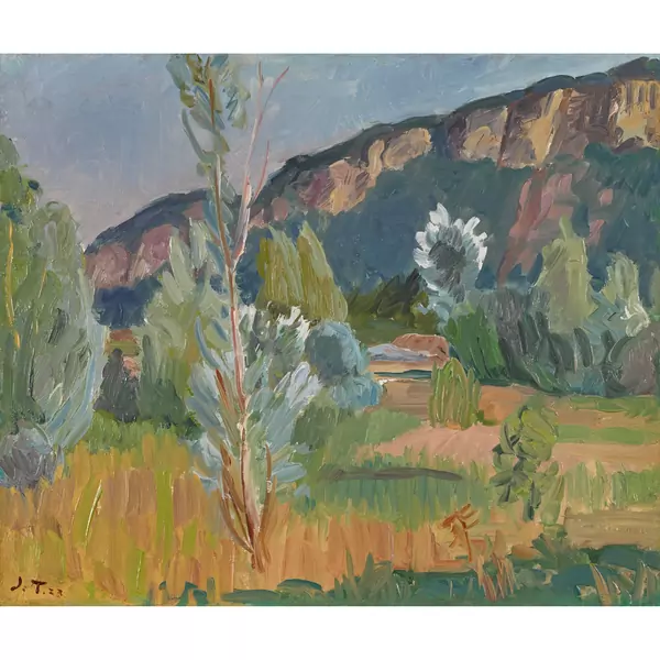 "Paysage. Arbres et petit Salève"