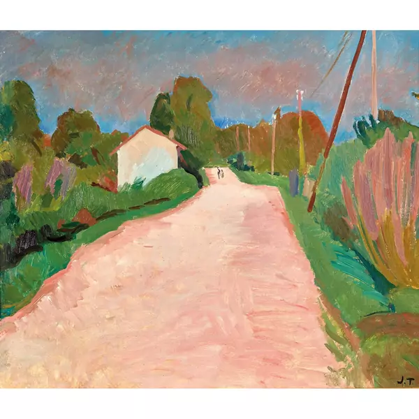 "Paysage - route et maison"