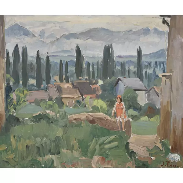 Landschaft mit einem Mädchen