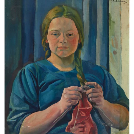 Strickendes Mädchen